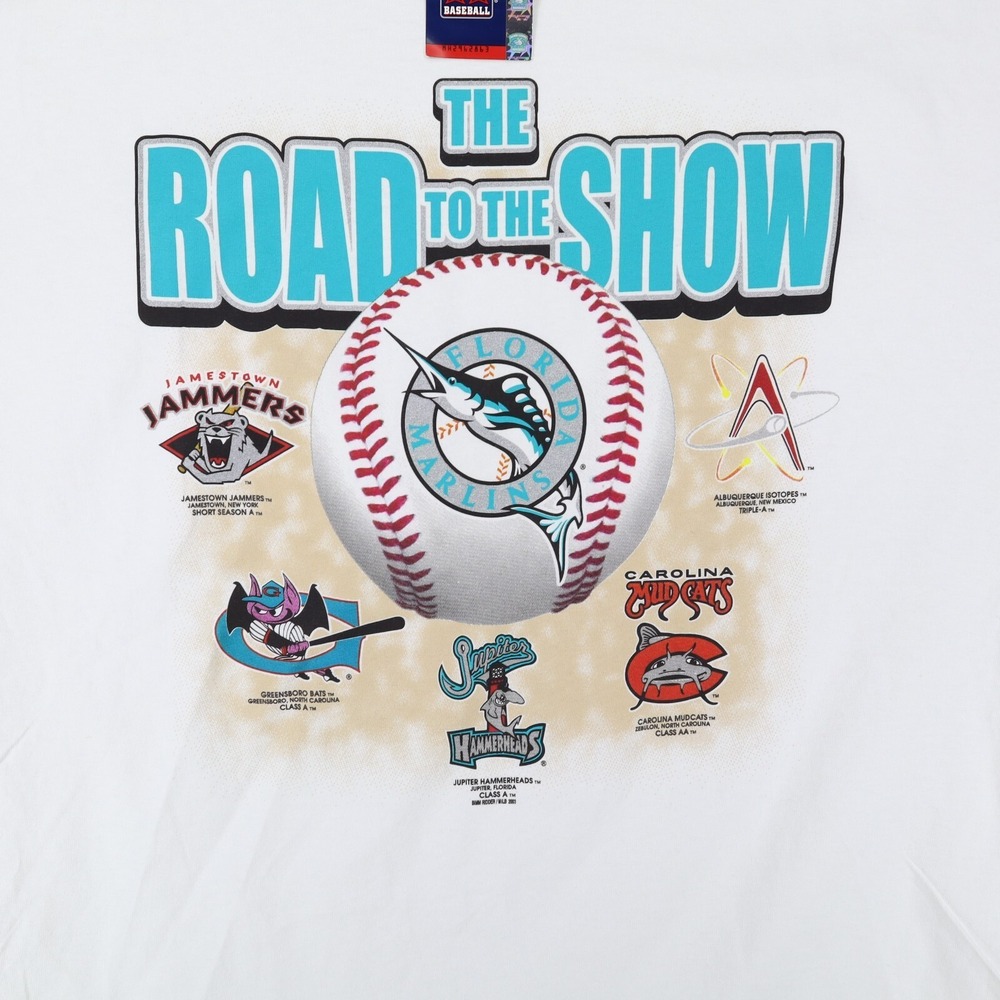 Vintage 2003 Y2K Florida Marlins T-Shirt XL‎ White Road to the Show MLB MiLB